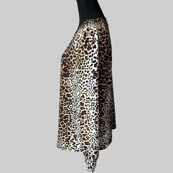 Lark & Ro Leopard Chiffon Blouse Made in USA - Picture 3 of 14